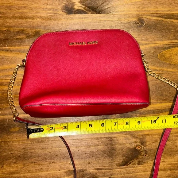 Michael Kors red with gold accent crossbody bag purse - Picture 6 of 6